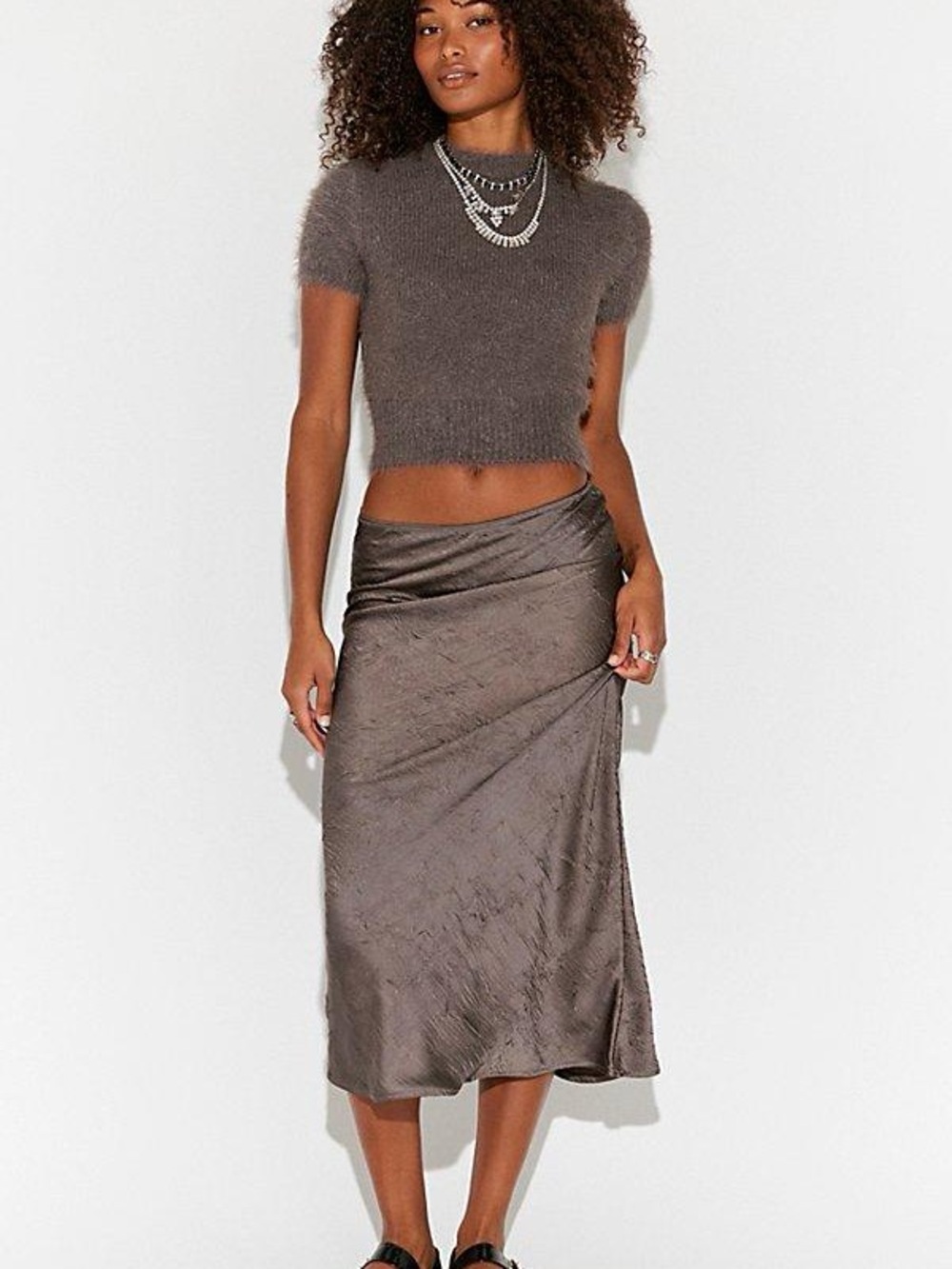 Free People Alexandra Crushed Satin Maxi Skirt Set